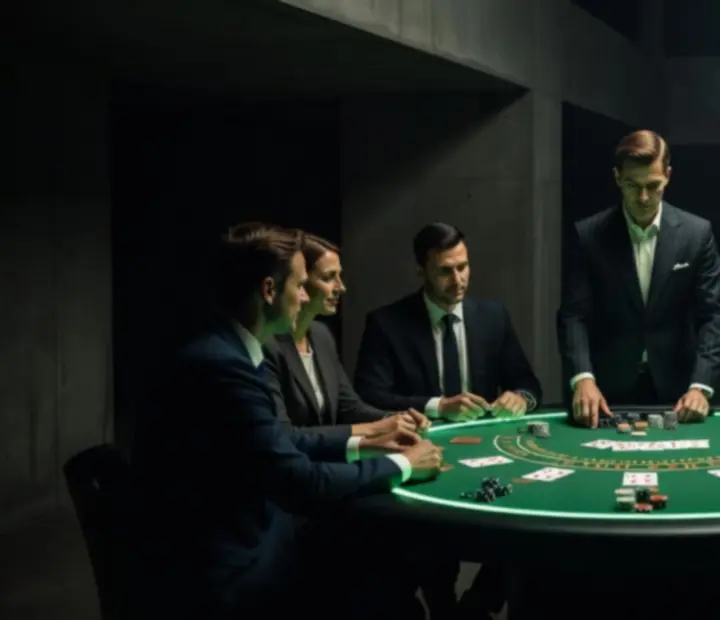 Ciemna, brutalna scena eventowa Blackjack z salad-green światłami